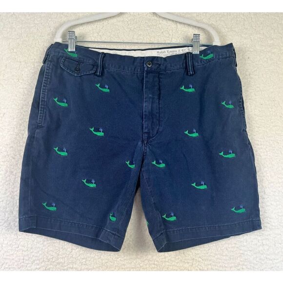 POLO Ralph Lauren Slim Fit Whale Embroidered Navy Shorts Size‎ 38 measures 36 - Picture 1 of 9